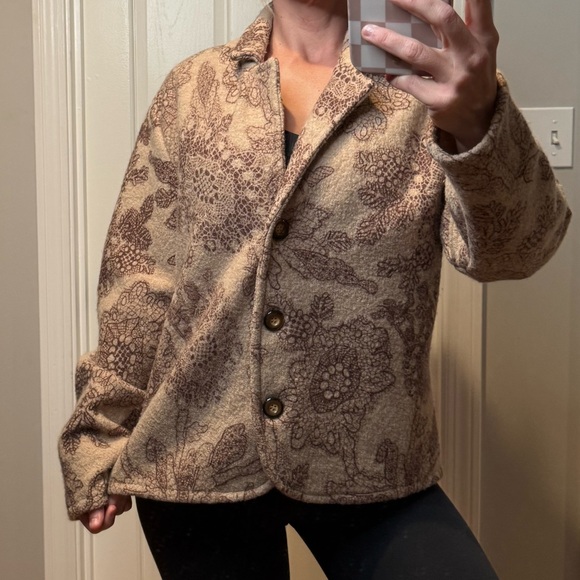 Deane & White 100% Wool Button Jacket Size L Doily Design - Picture 8 of 8